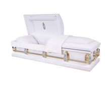 Load image into Gallery viewer, White & Gold - 20 Gauge Casket w/ Gasket - Lone Star Caskets