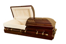 Load image into Gallery viewer, Last Supper Hand Carved Top - Solid Mahogany Casket - Lone Star Caskets
