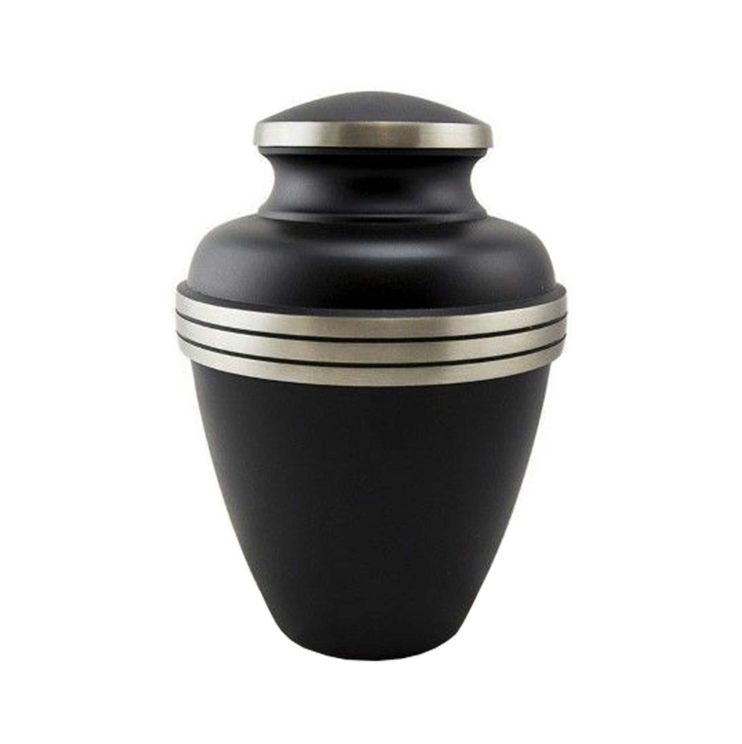 Avalon Black Urn with Wide Silver Bands