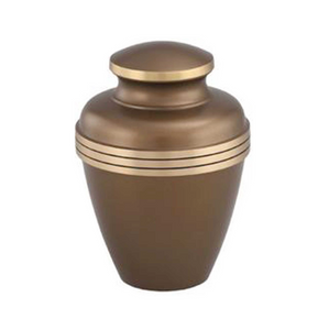 Avalon Brown Urn with Wide Silver Bands