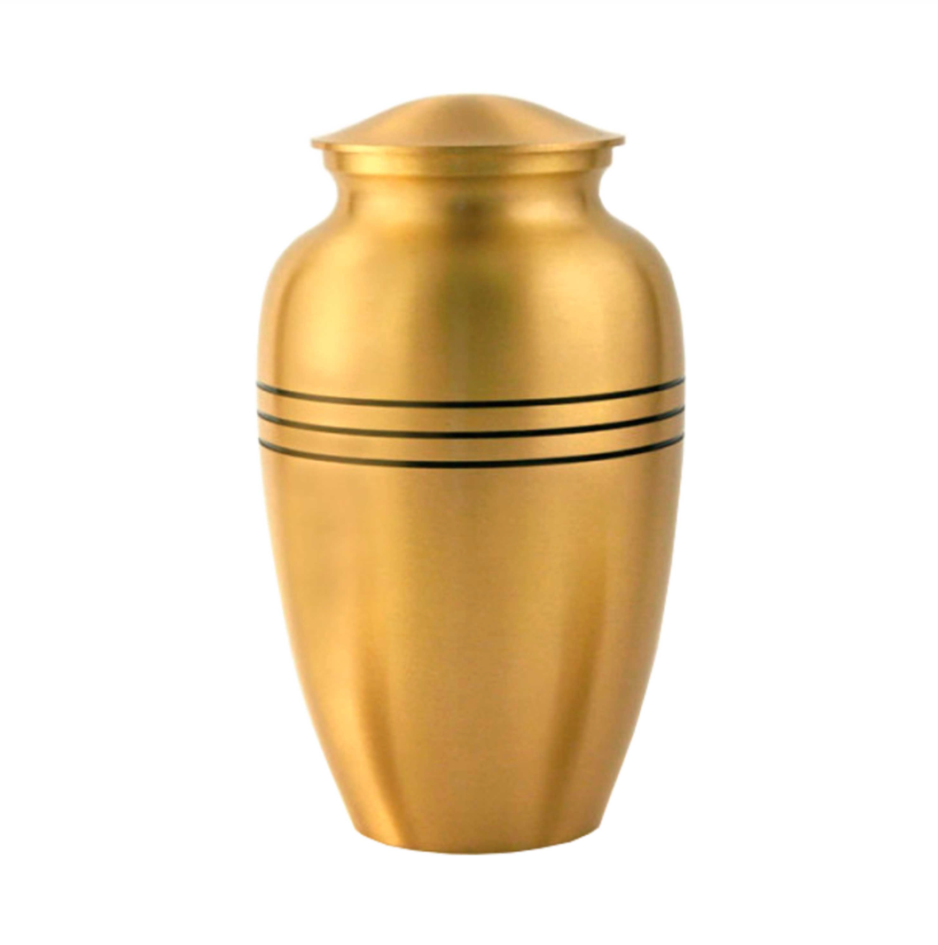 Classic Three Bands Gold Cremation Urn